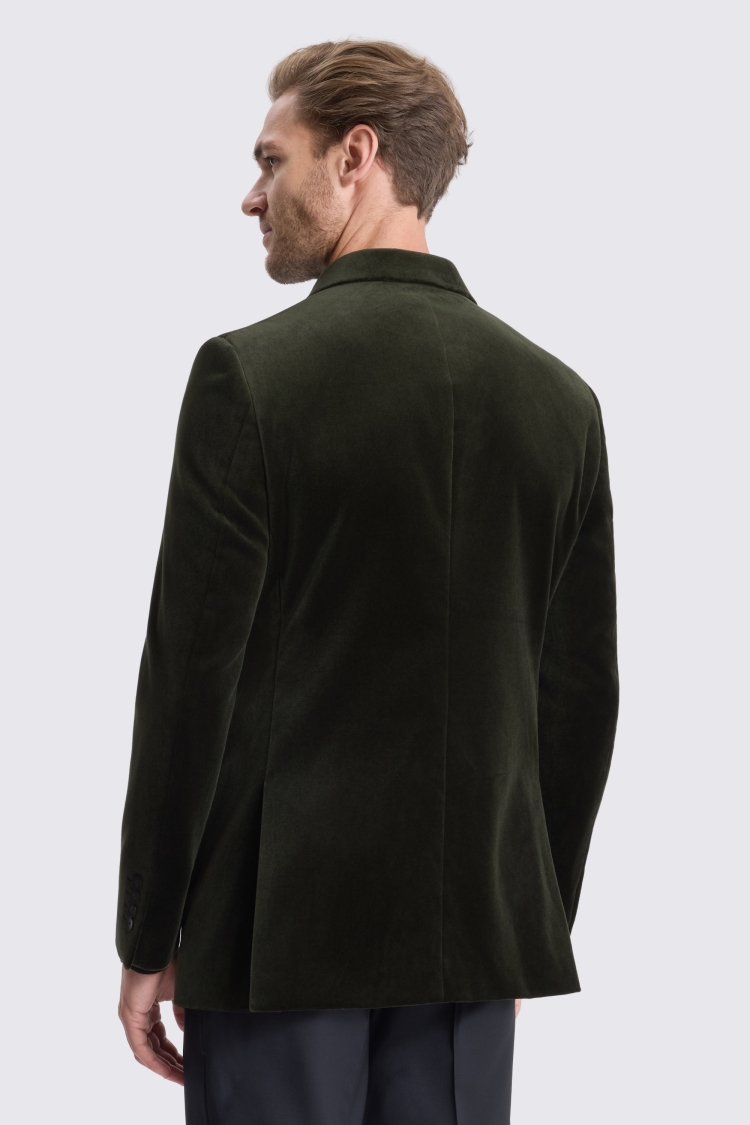 Tailored Fit Dark Olive Velvet Jacket
