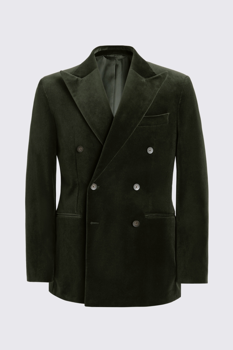 Tailored Fit Dark Olive Velvet Jacket