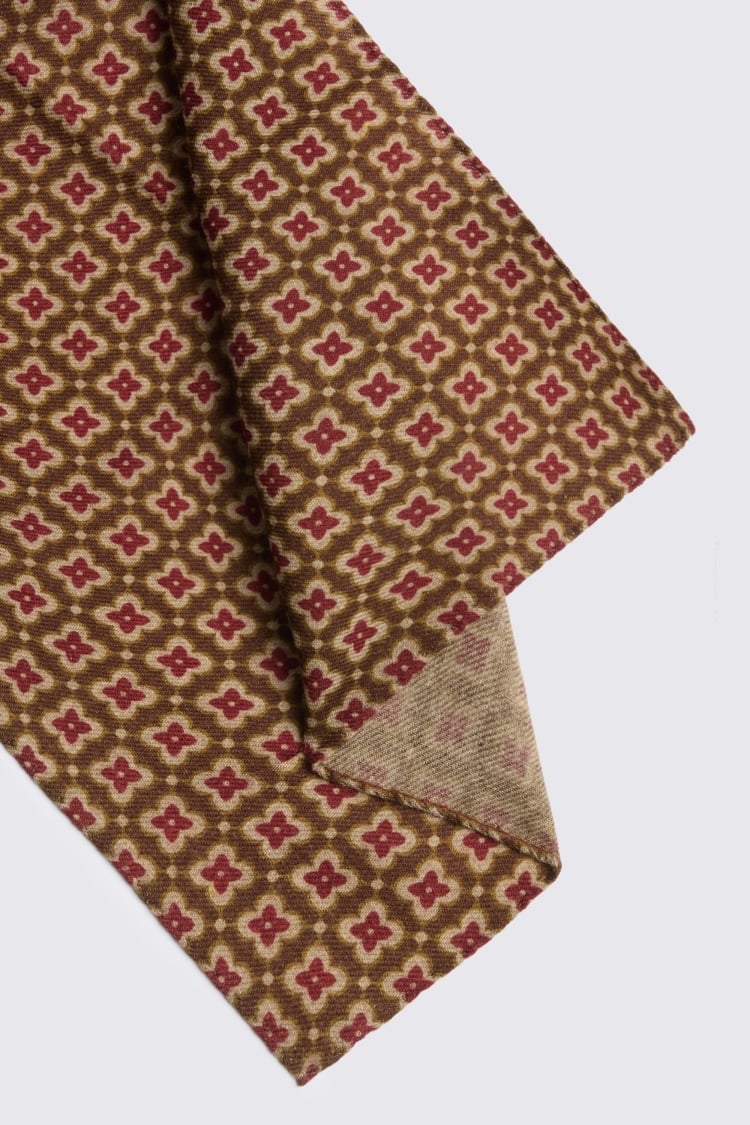 Italian Mid Brown Raspberry Medallion Pocket Square