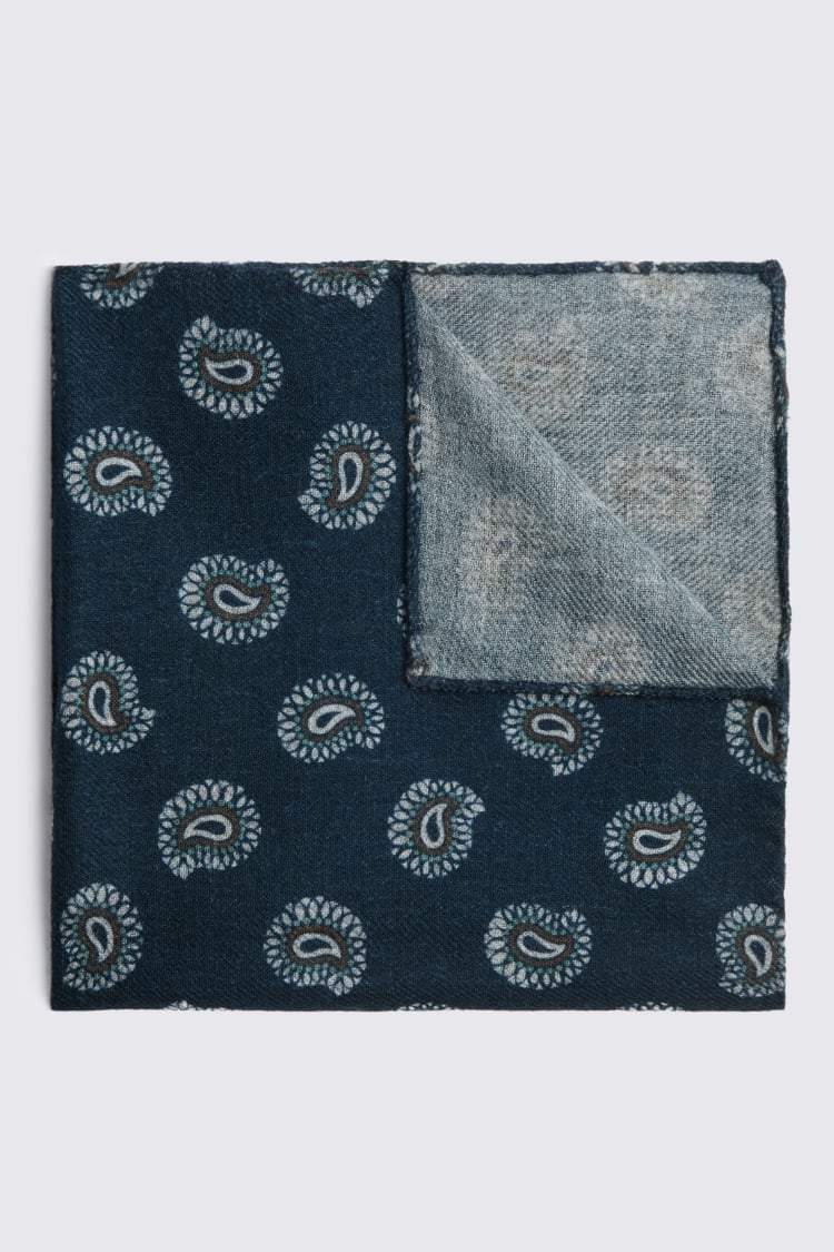 Italian Navy Paisley Pocket Square