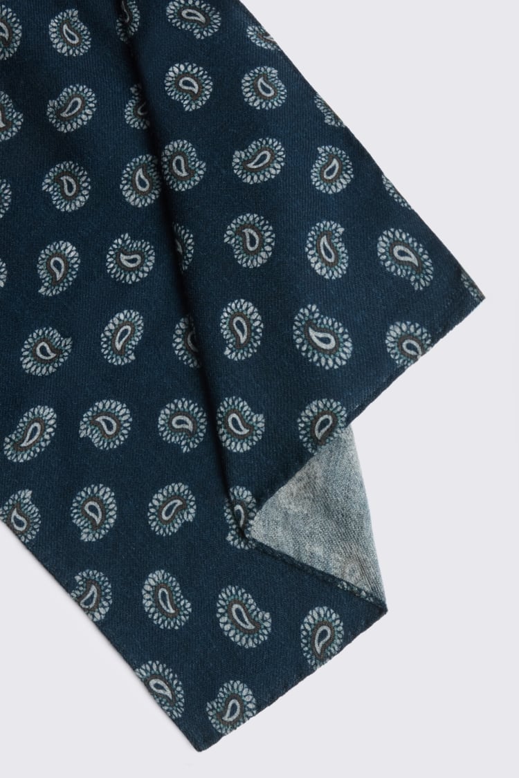 Italian Navy Paisley Pocket Square