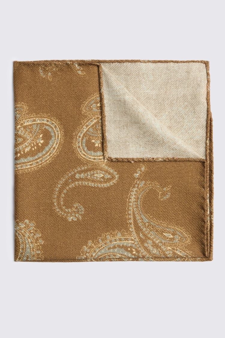 Italian Dark Gold Paisley Pocket Square