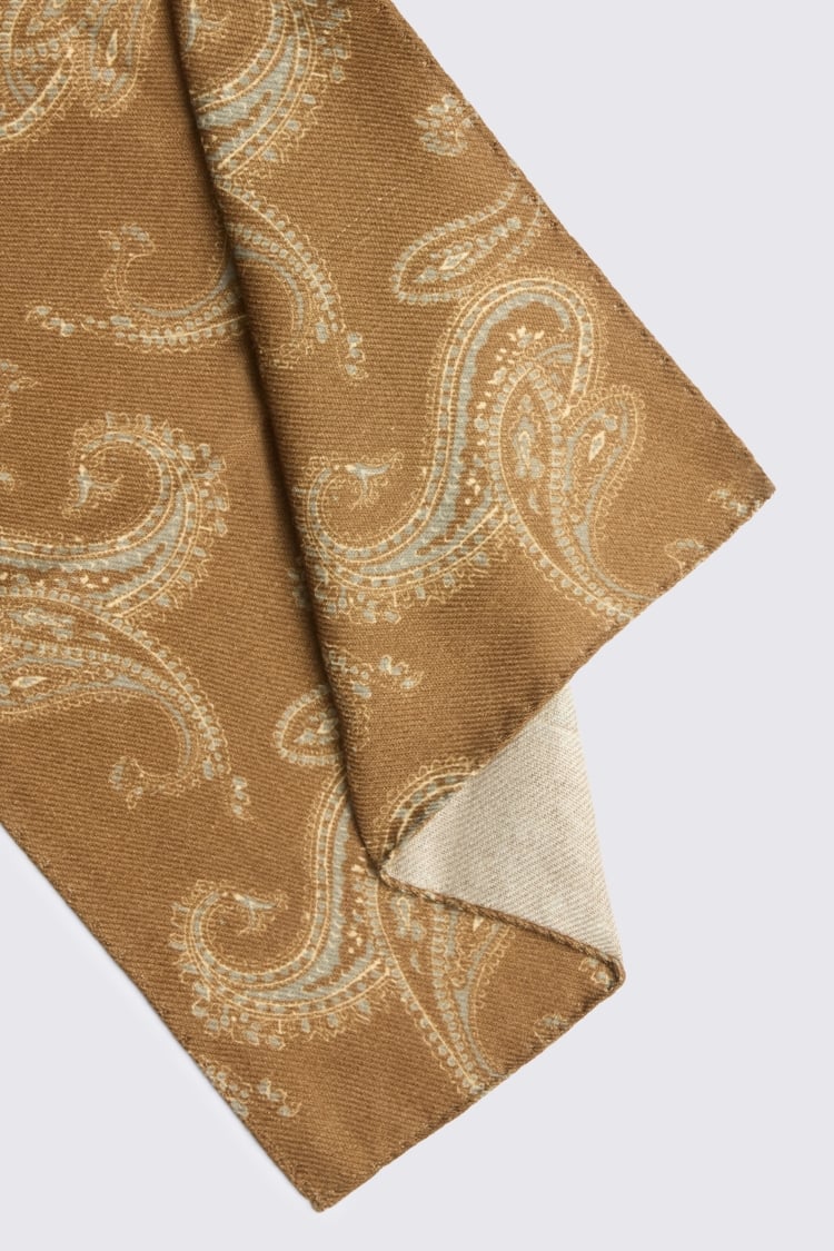 Italian Dark Gold Paisley Pocket Square