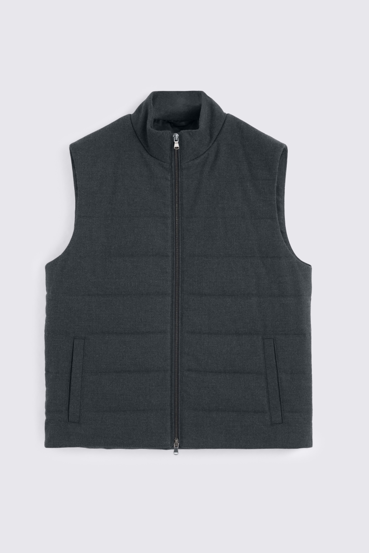 Charcoal  Flannel Gilet 