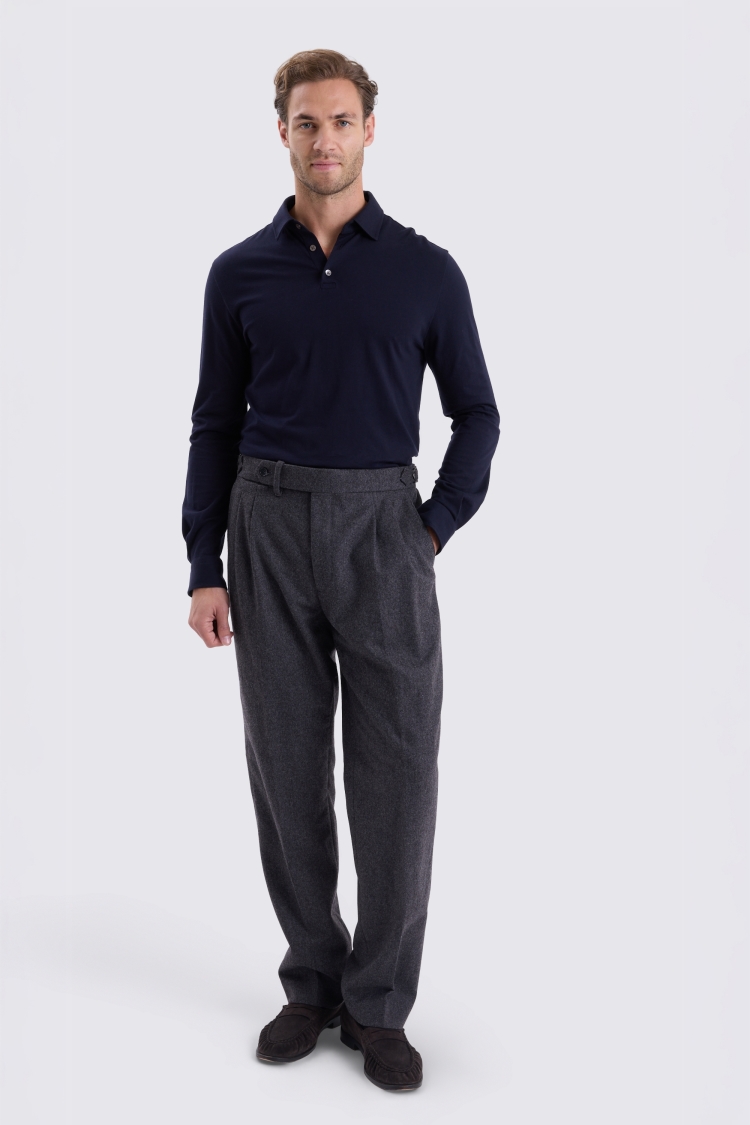 Long Sleeve Navy Jersey Polo Shirt