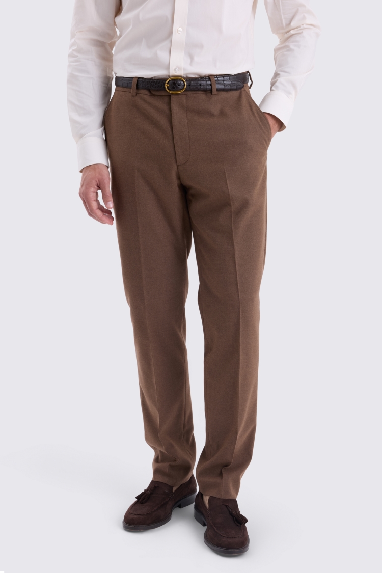 Slim Fit Chestnut Flannel Trousers