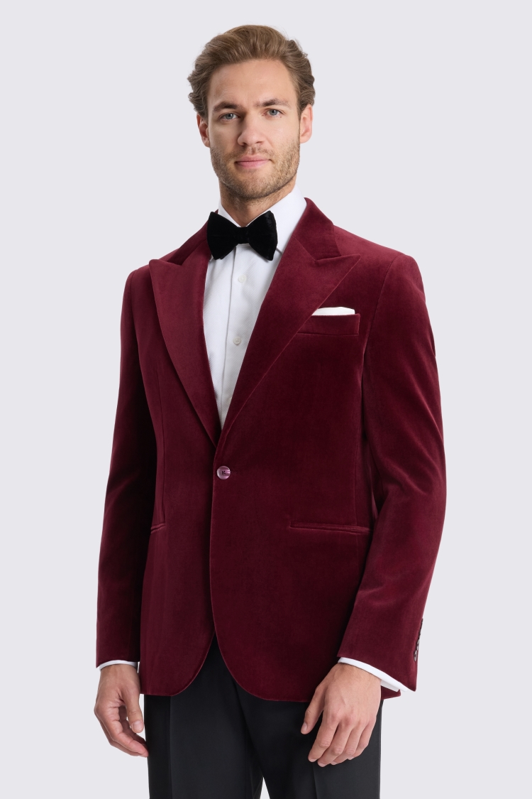 Tailored Fit Burgundy Velvet Jacket