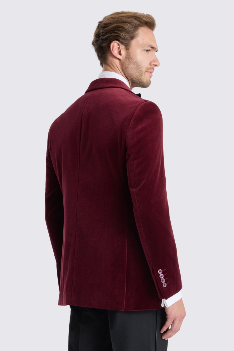 Tailored Fit Burgundy Velvet Jacket
