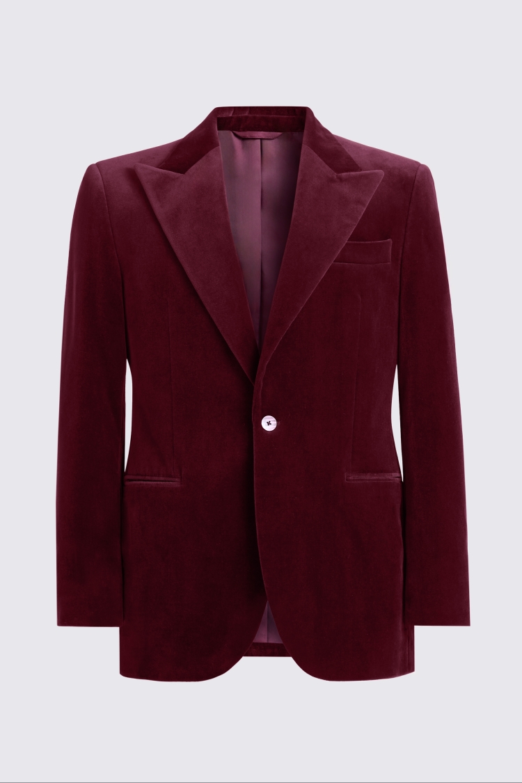 Tailored Fit Burgundy Velvet Jacket