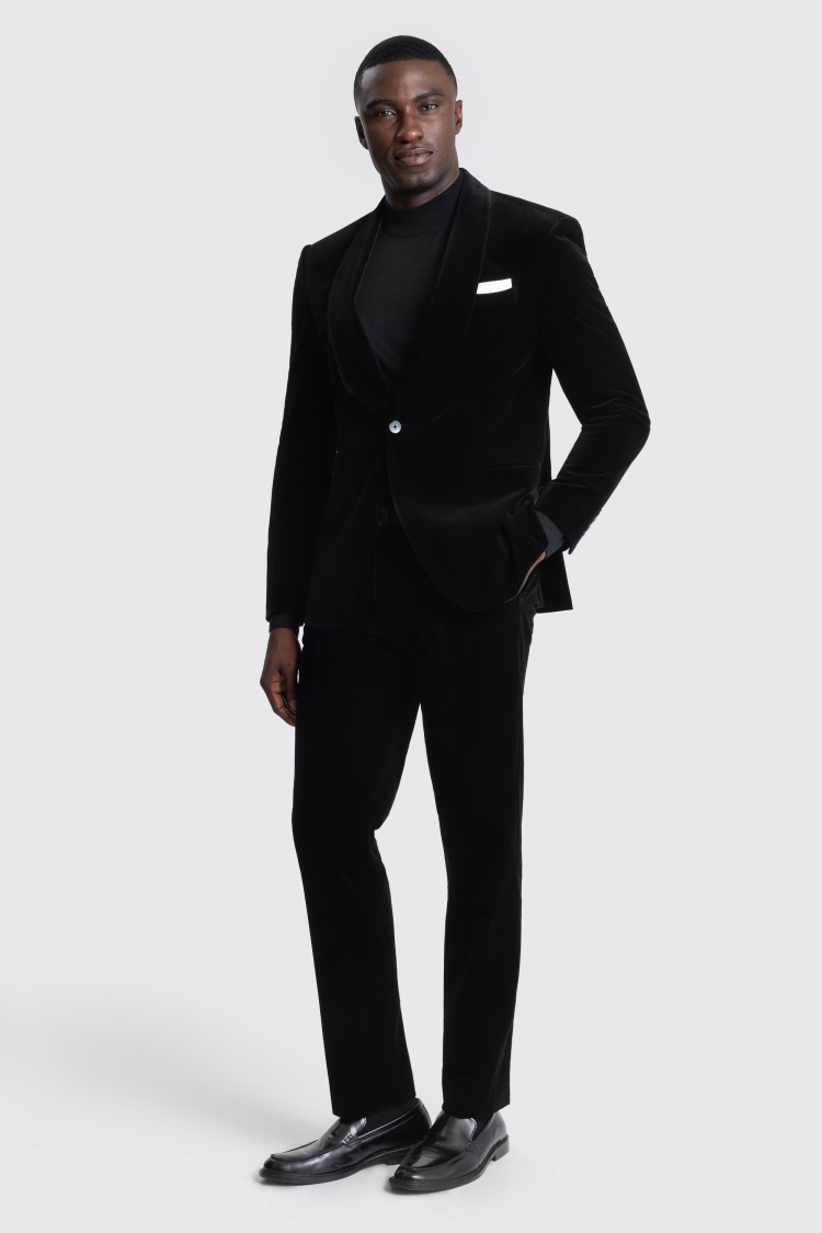 Slim Fit Black Velvet Jacket 