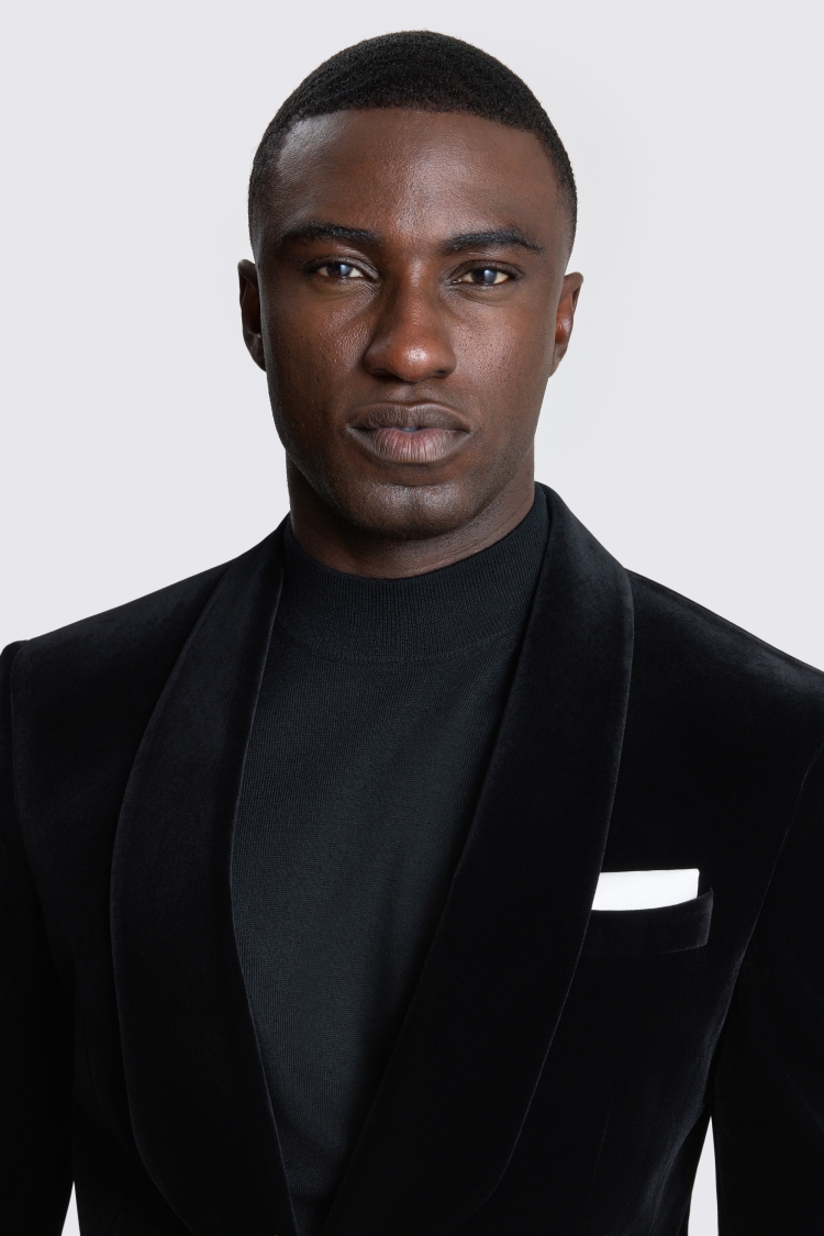 Slim Fit Black Velvet Jacket 