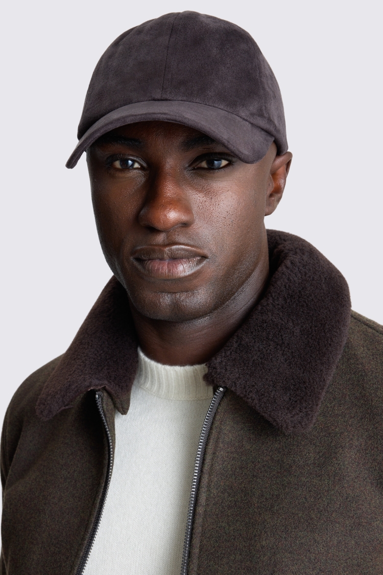 Dark Brown Faux Suede Cap