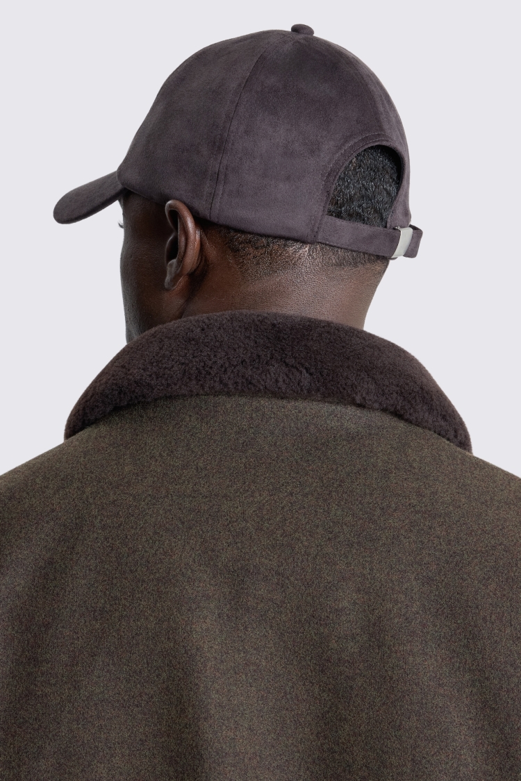 Dark Brown Faux Suede Cap