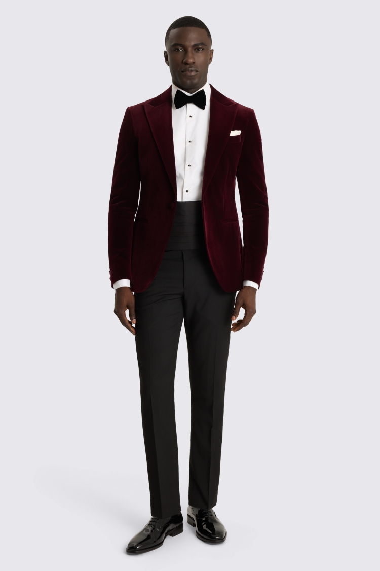 Slim Fit Burgundy Velvet Jacket