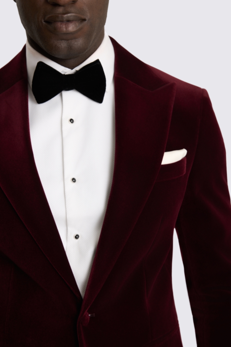 Slim Fit Burgundy Velvet Jacket
