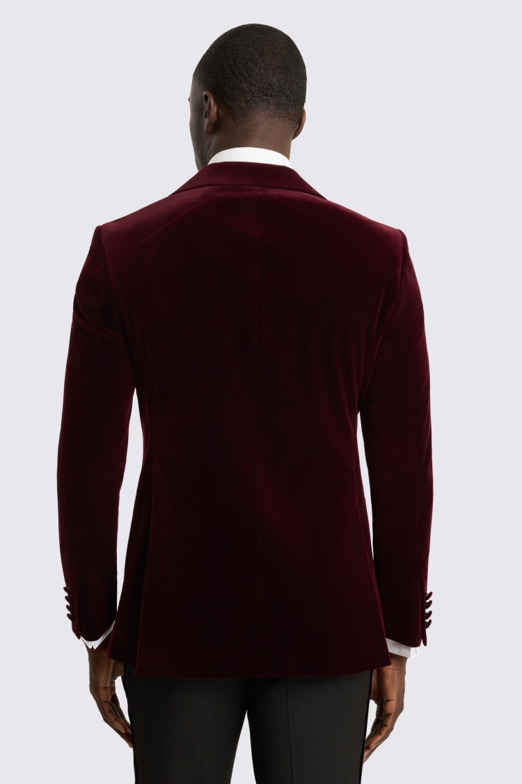 Slim Fit Burgundy Velvet Jacket