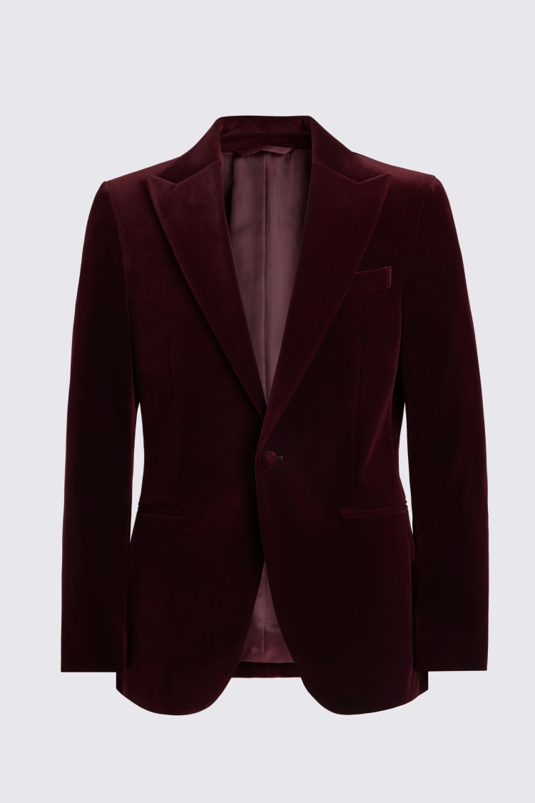 Slim Fit Burgundy Velvet Jacket