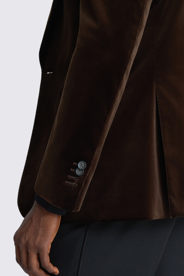 Italian Tailored Fit Brown Velvet Suit Jacket