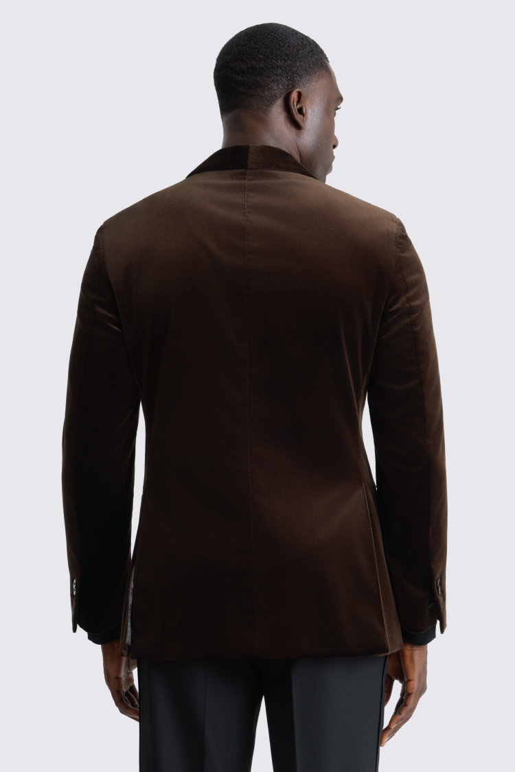 Italian Tailored Fit Brown Velvet Suit Jacket
