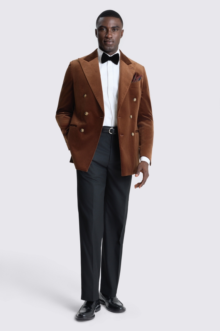 Tailored Fit Dark Chestnut Velvet Suit Jacket 