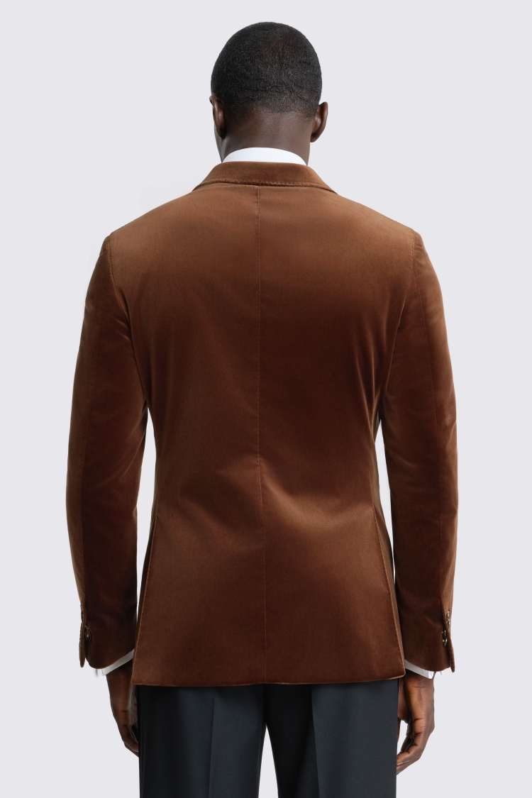 Tailored Fit Dark Chestnut Velvet Suit Jacket 