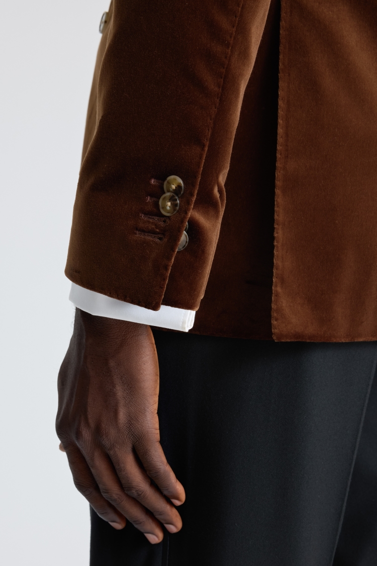 Tailored Fit Dark Chestnut Velvet Suit Jacket 