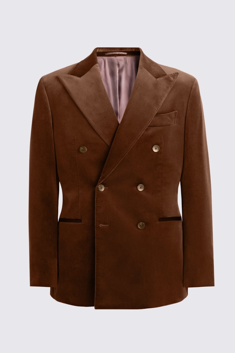 Tailored Fit Dark Chestnut Velvet Suit Jacket