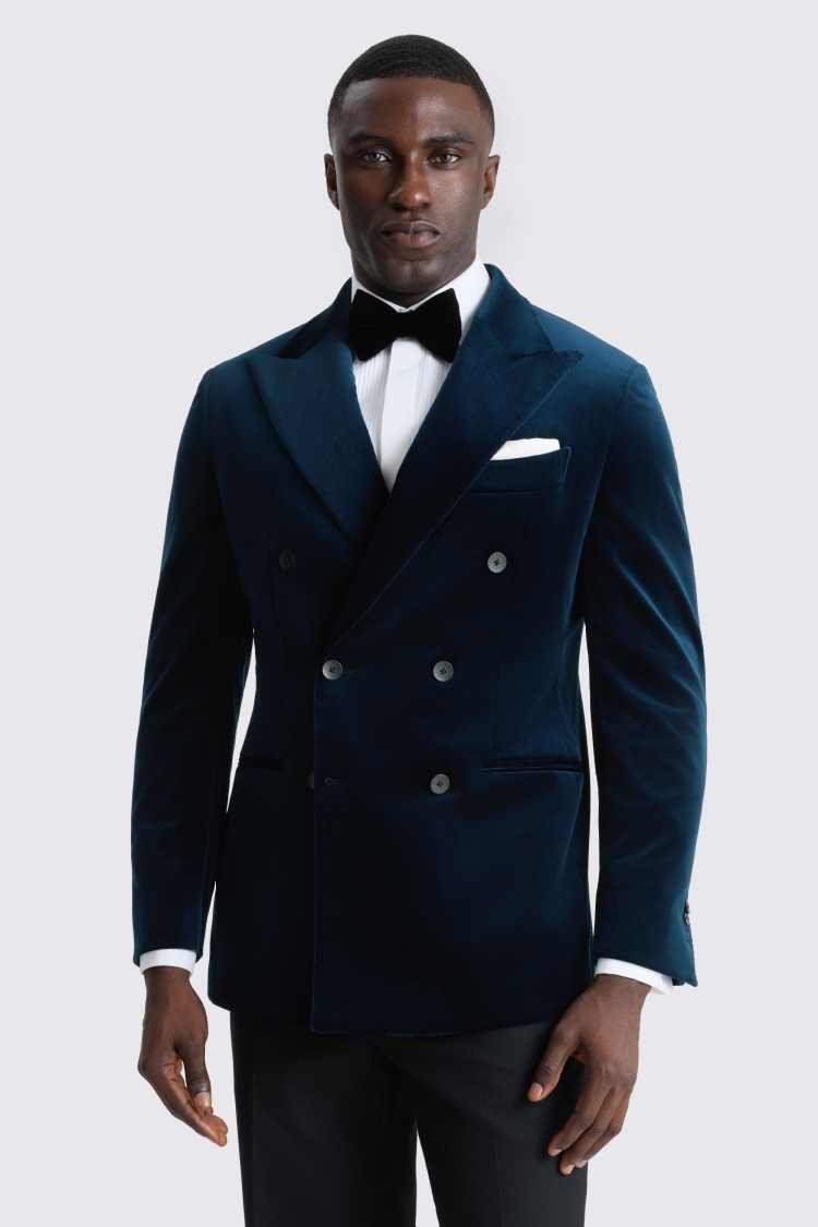 Italian Tailored Fit Teal Velvet Suit Jacket