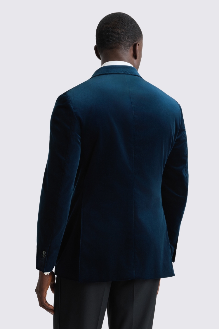Italian Tailored Fit Teal Velvet Suit Jacket