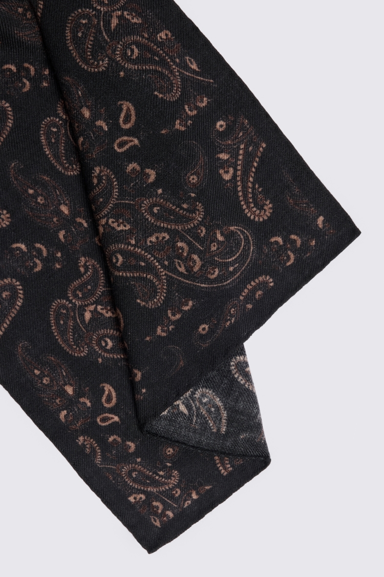 Bottinelli Black Taupe Paisley Pocket Square