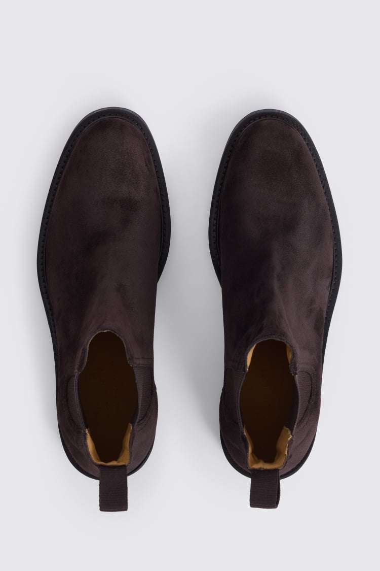 Dark Brown Suede Chelsea Boots