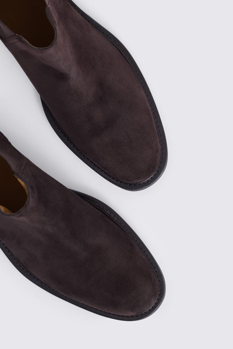 Dark Brown Suede Chelsea Boots