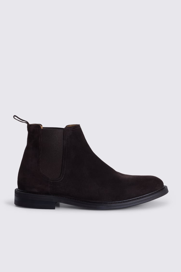 Dark Brown Suede Chelsea Boots