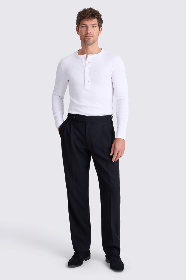 White Ribbed Henley