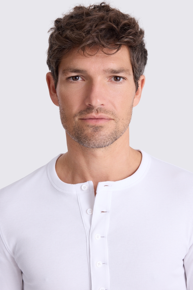 White Ribbed Henley