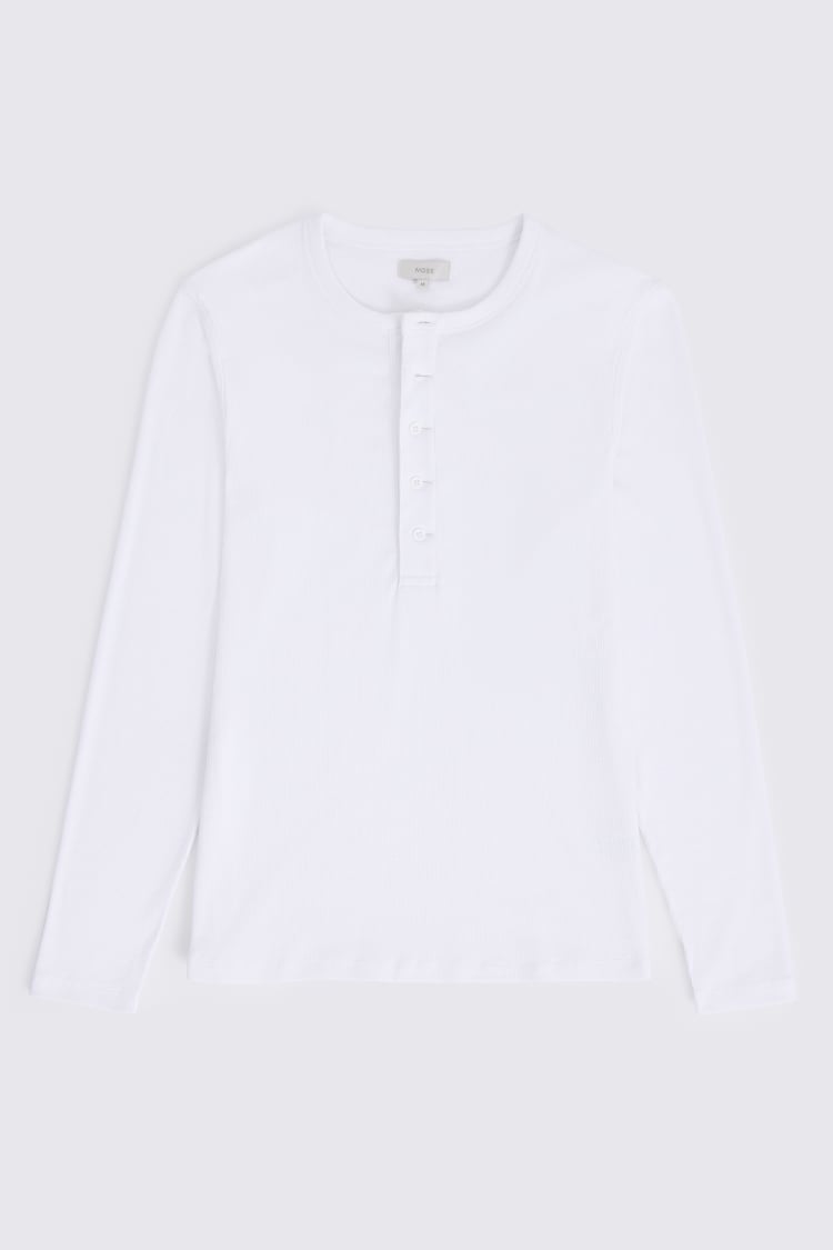 White Ribbed Henley