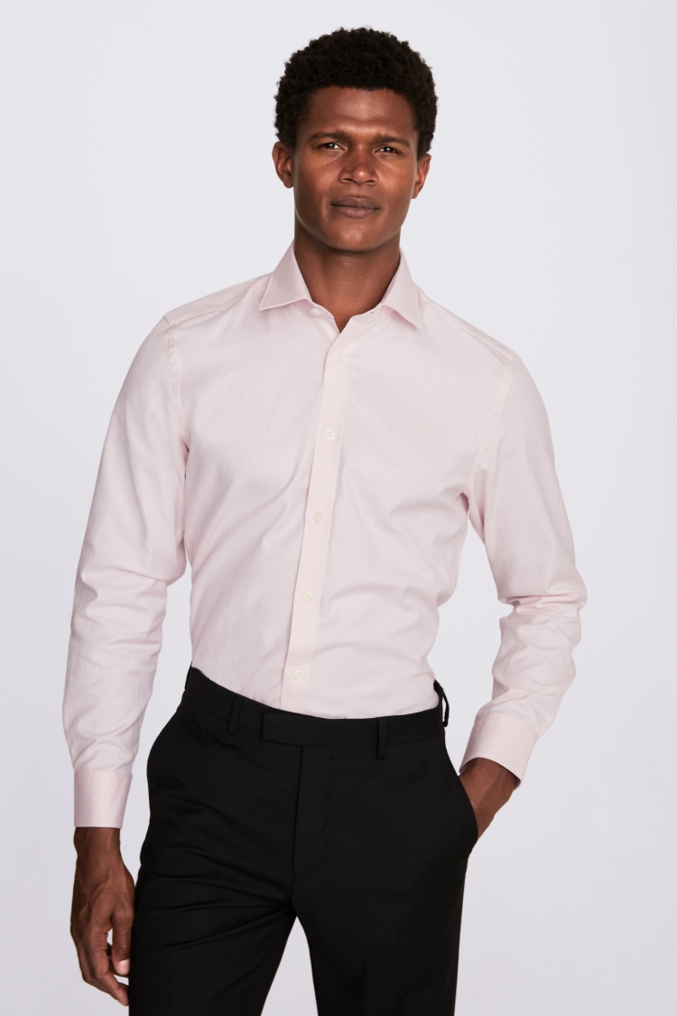 Soft Pink Tailored Fit Cotton Linen Shirt - Natural Fibres