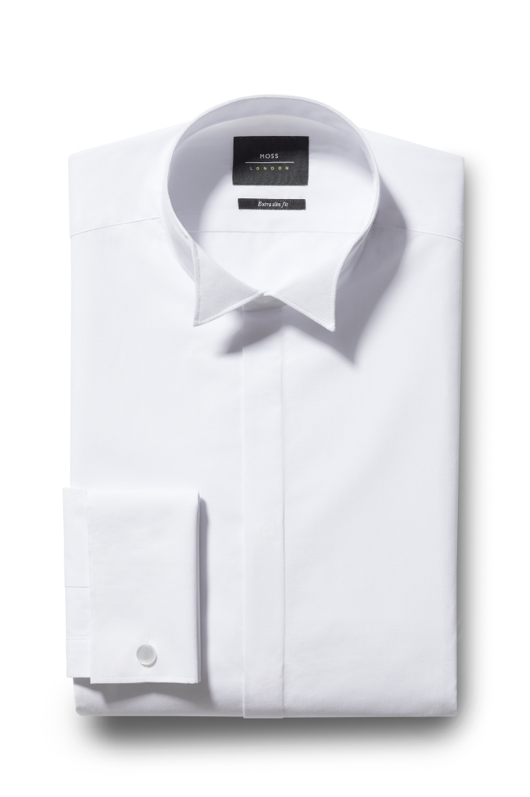 Extra Slim Fit White Double Cuff Wing Collar Dress Shirt