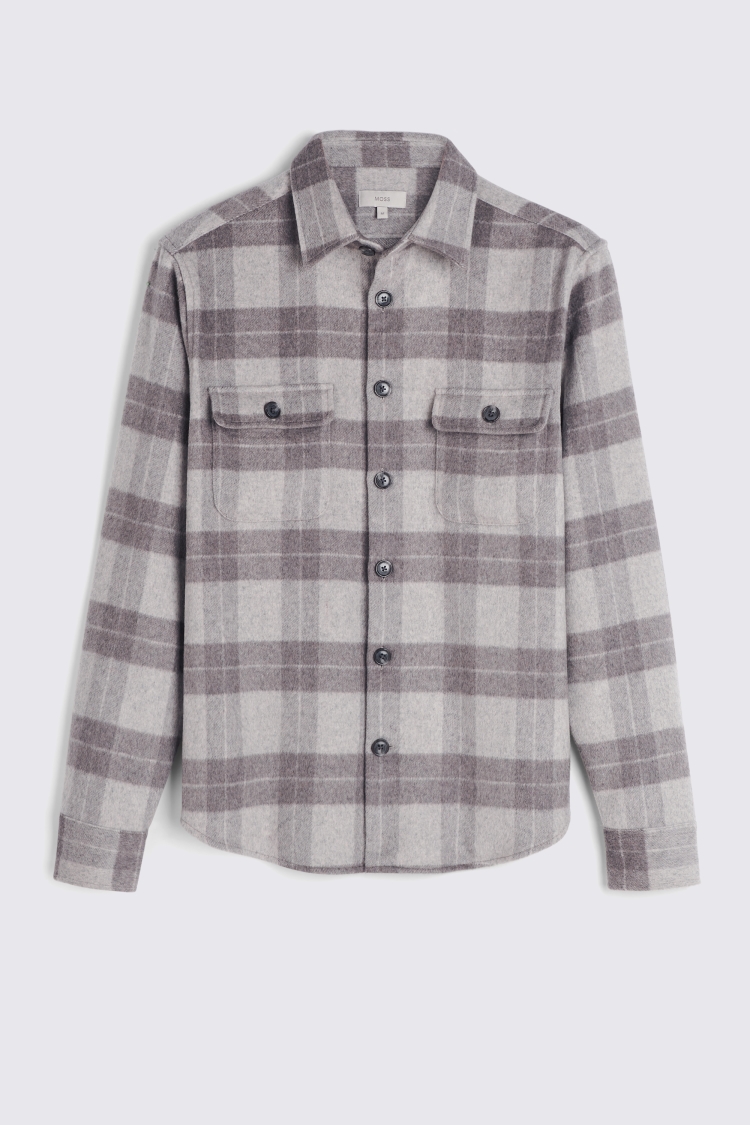 Taupe Check Overshirt | Buy Online at Moss