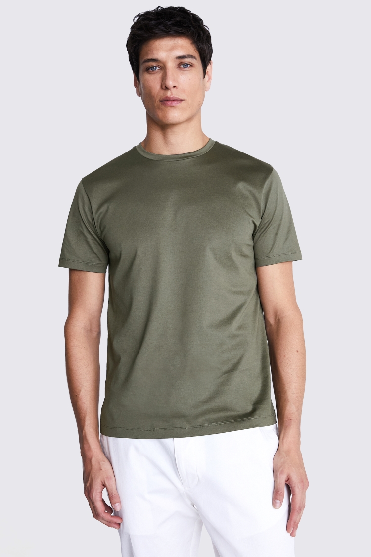 Khaki Mercerised Crew-Neck T-Shirt