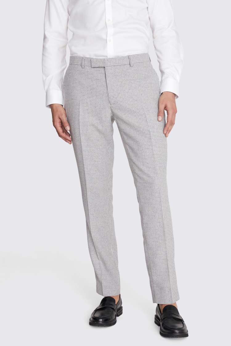 Moss 1851 Tailored Fit Light Grey Houndstooth Pants