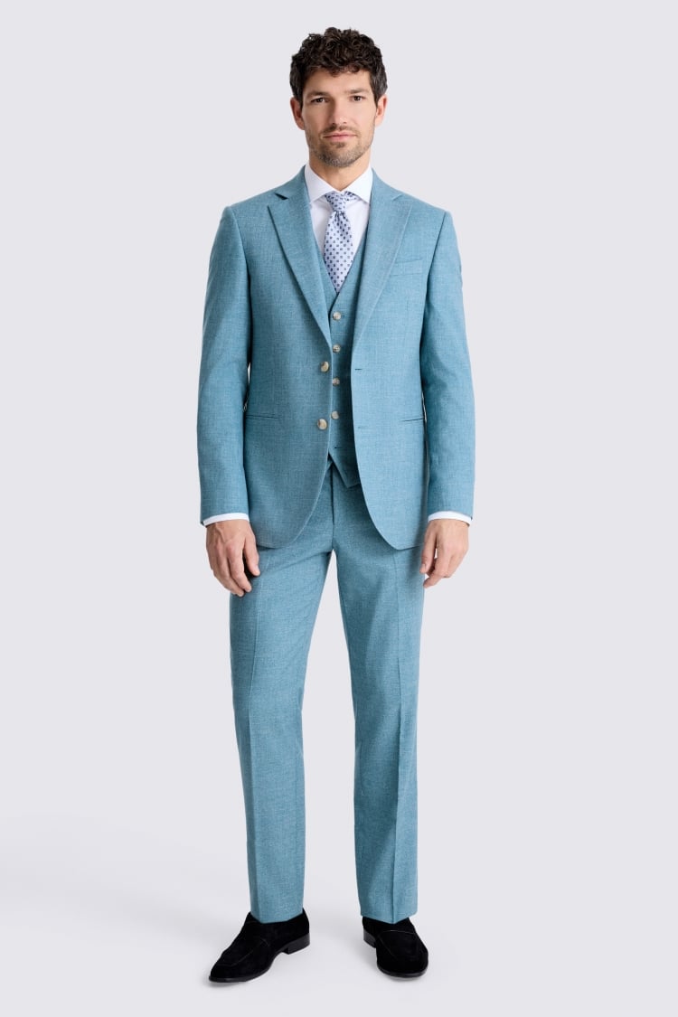Tailored Fit Teal Slub Suit