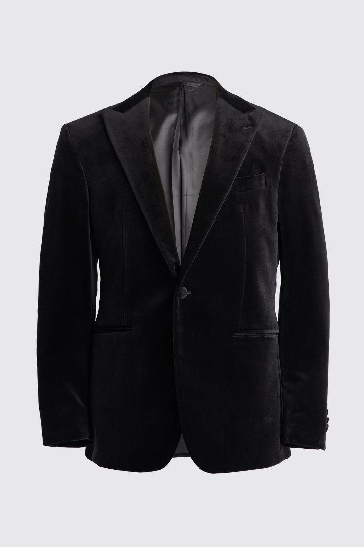 Tailored Fit Black Velvet Jacket