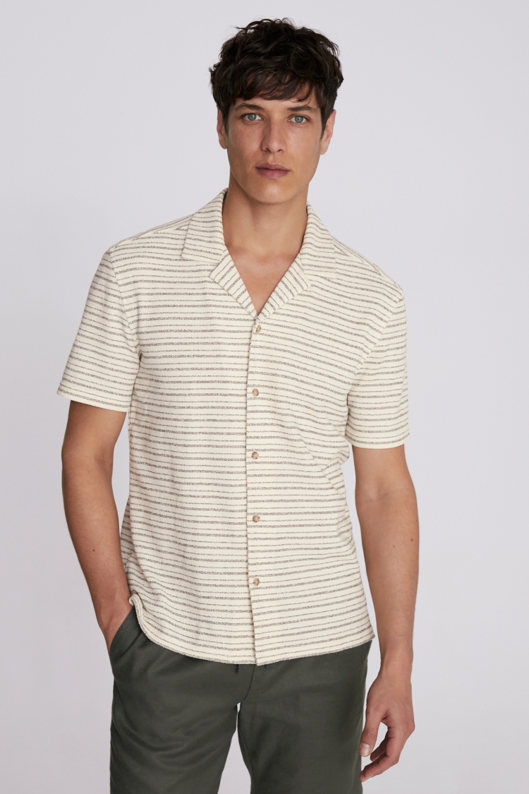 Stripe Knitted Cuban Collar Shirt