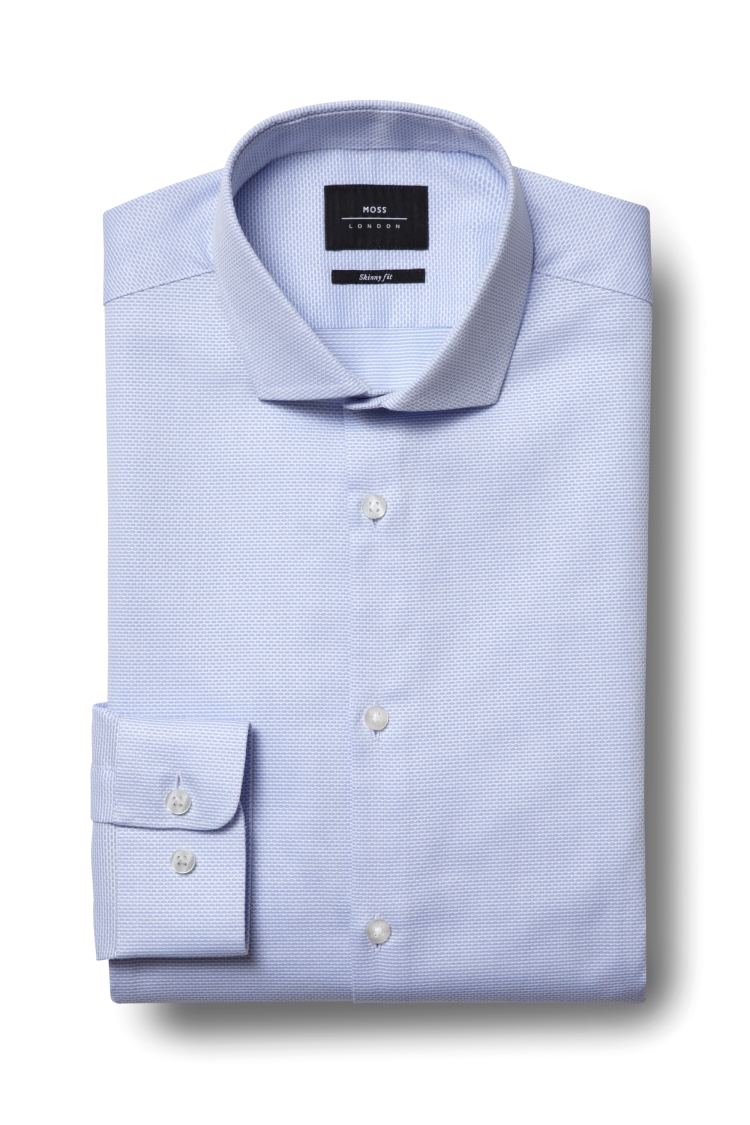 Slim Fit Sky Textured Stretch Shirt