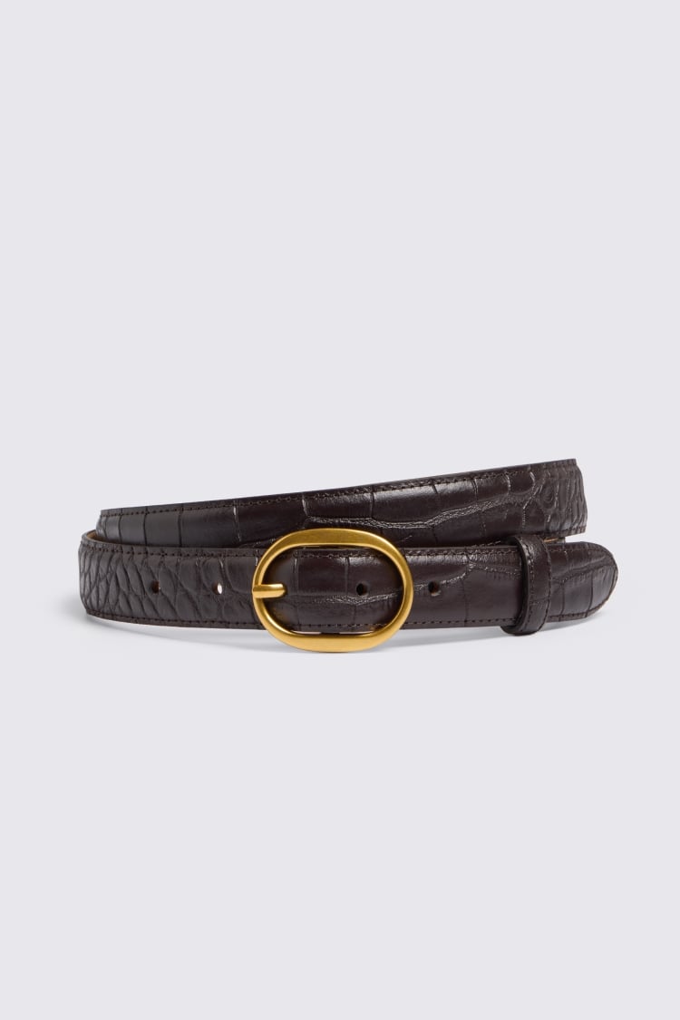 Italian Brown Croc Leather Belt