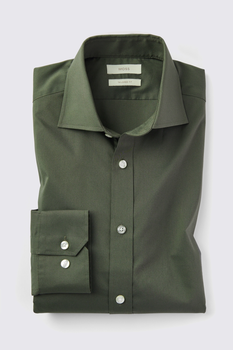 Tailored Fit Green Stretch Shirt