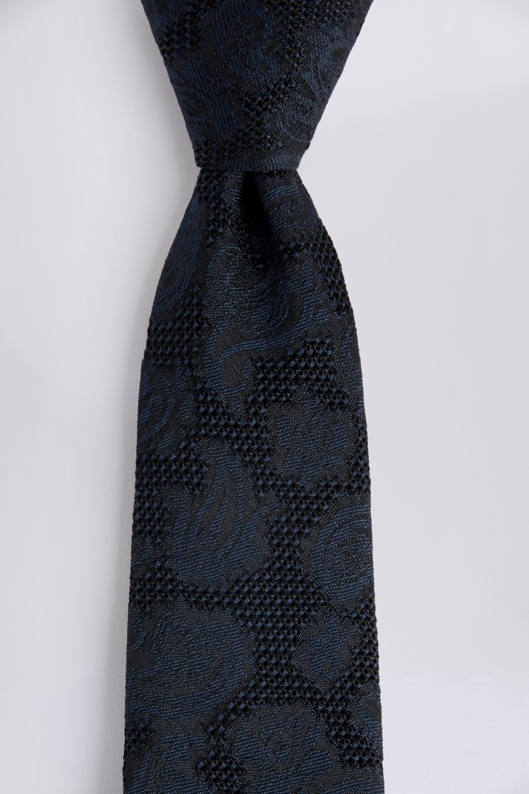 Navy Paisley Grenadine Silk Tie | Buy Online at Moss
