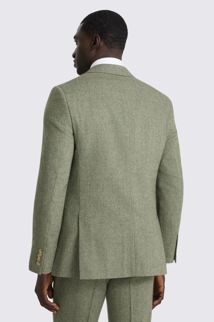 Tailored Fit Sage Herringbone Suit
