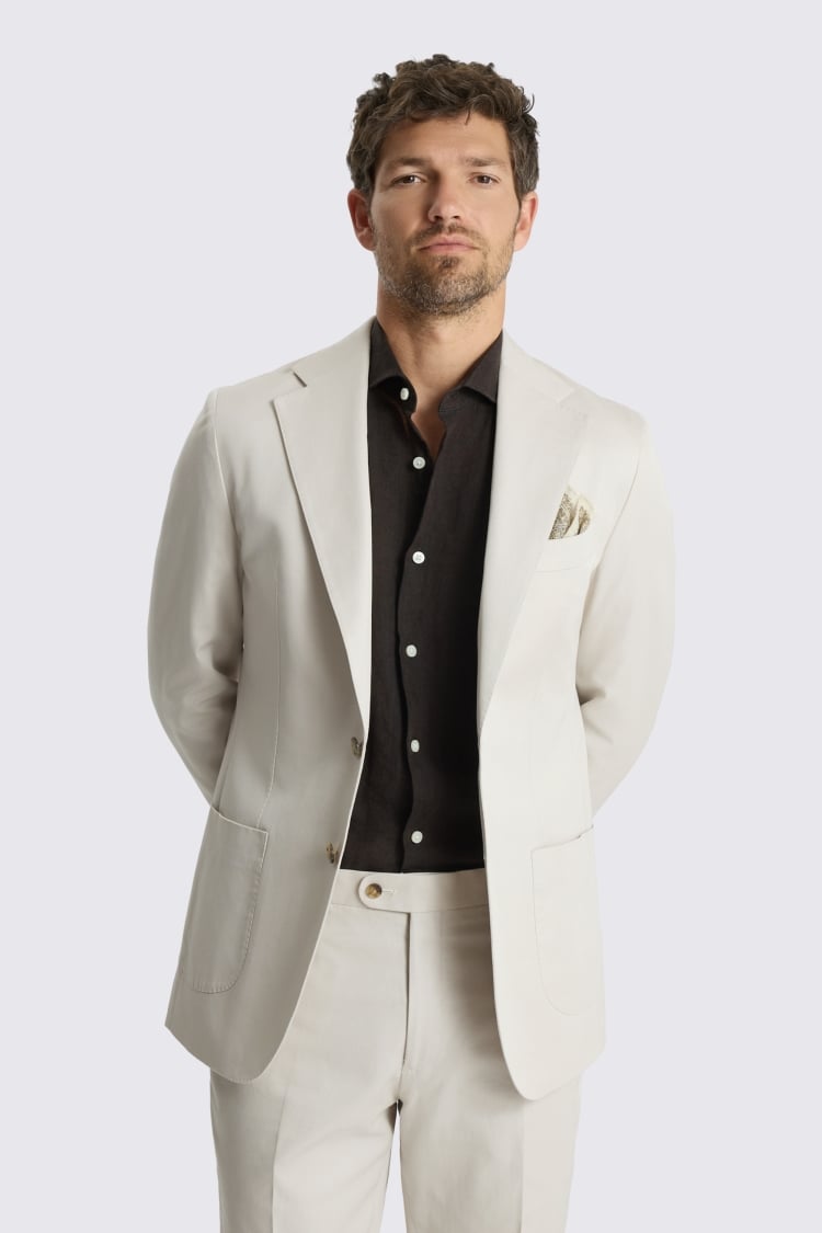 Italian Tailored Fit Neutral Cotton Jacket